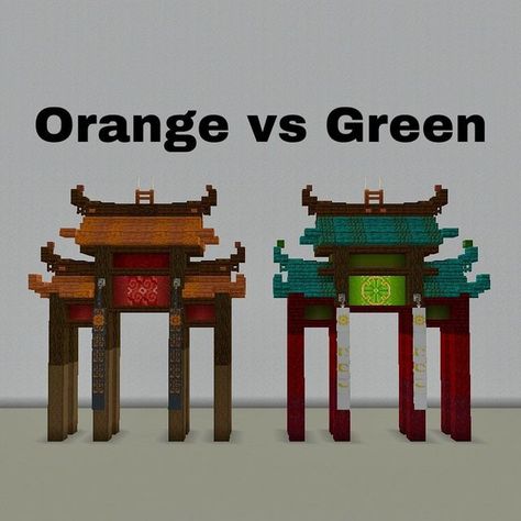 13K Likes, 150 Comments - Kindi's Minecraft Account (@kindi_at) on Instagram: "Orange or green? @flowmaxmc and I built these asian gateways for a future project! How do u like ..." Minecraft Gateway, Minecraft Mansion, Minecraft Castle, Minecraft Architecture, May 5, Minecraft, A Photo, Orange, Building