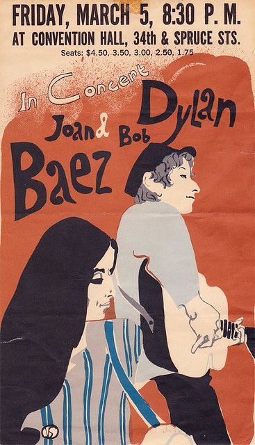 Convention Hall, Philadelphia, Pennsylvania. (With Joan Ba… | Flickr Bob Dylan Poster, Mundo Hippie, Poster Rock, Billy The Kid, Vintage Concert Posters, Band Poster, Joan Baez, Joe Cocker, Concert Poster