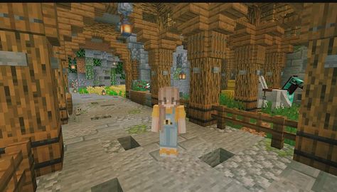 Magazyn W Minecraft Ideas, Stable Minecraft, Minecraft Interiors, Minecraft Horse Stables, Minecraft Cottagecore, Minecraft Horse, Minecraft Underground, Construction Minecraft, Case Minecraft