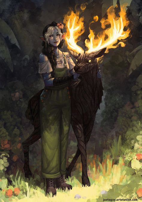 Wildfire Druid, Druid Dnd, Party Artwork, Dnd Druid, Spiritual Artwork, Oc Art, Dnd Art, Animal Books, Character Creation