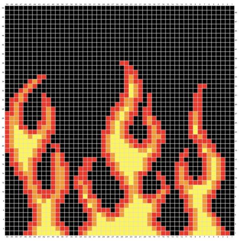 Flame Crochet Sweater, Flames Crochet Pattern, Fire Grid Pattern, Flames Pixel Art, Flame Crochet Pattern, Flame Alpha Pattern, Crochet Pixel Art Blanket, Crochet Flames Pattern, Crochet Blanket Grid Pattern