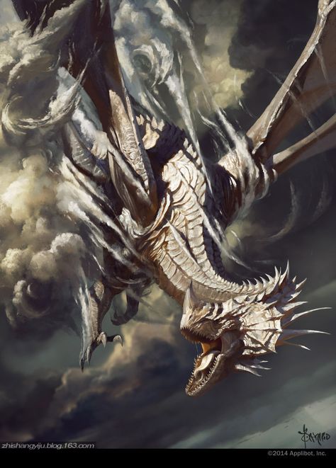 Silver Dragon - Bayard Wu Bayard Wu, Concept Art World, Art Watch, Mythical Beast, 다크 판타지, Dragon Pictures, Fantasy Monster, Dragon Artwork, Silver Dragon