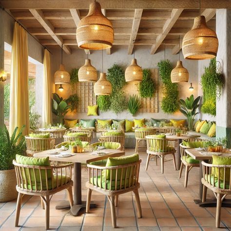 Bohemian Cafe Interior, Boho Restaurant Interior Design, Bohemian Restaurant Interior Design, Fancy Restaurant Interior, Boho Style Restaurant, Modern Filipino Interior, Small Restaurant Interior, Bohemian Restaurant, Resturant Decor