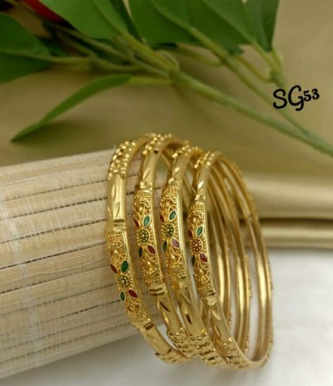 Bangles Gold Bangles, Daily Bangles Gold, Bangle Designs Gold Daily Wear, Daily Use Bangles In Gold, Solid Gold Bangles Indian, Daily Wear Gold Earrings For Women, Bengali Bangles Gold, Daily Earrings Simple Gold, Plain Gold Bangles For Daily Use