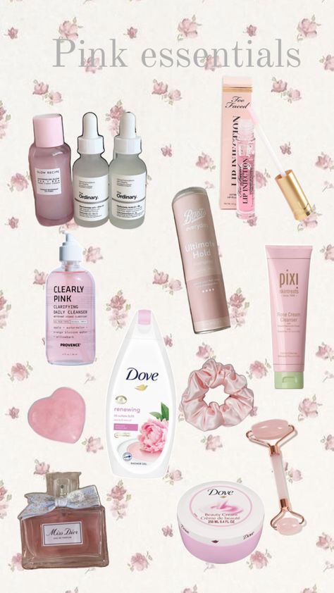 Coquette Skin Care, Coquette Essentials, Glow Up Skin Care, Pink Essentials, Dove Beauty Cream, Glow Up Skin, Aesthetic Lana Del Rey, Pink Lifestyle, Pink Cosmetics