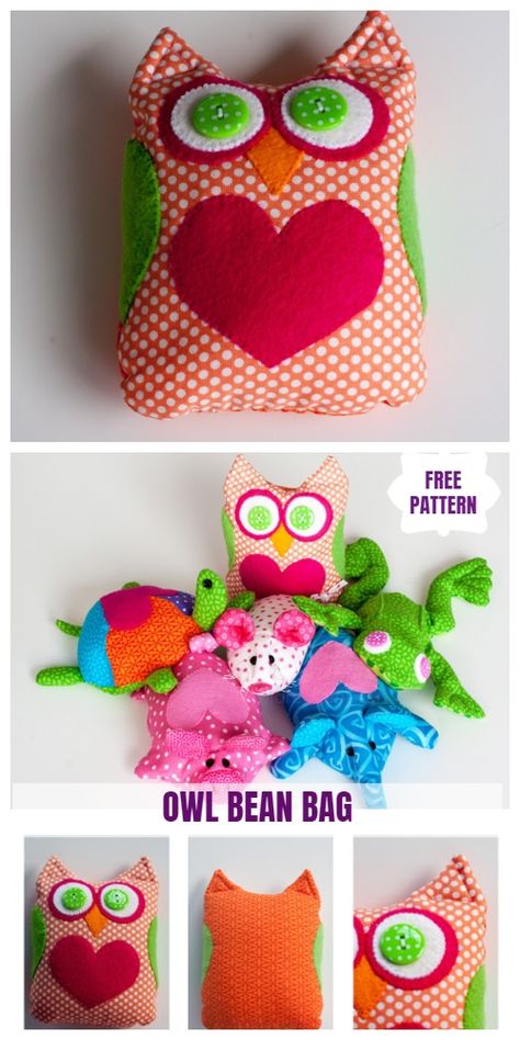 Bean Bag Animals Diy, Bean Bag Animals Free Pattern, Bean Bag Pattern Diy, Bean Bag Animals, Bean Bag Sewing Pattern, Sock Owl, Bean Bags For Kids, Bean Bag Pattern, Macrame Owls