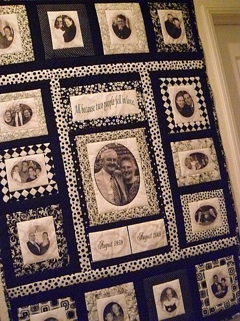 Photo Quilt Patterns Free, Memory Quilts With Photos, Quilts With Photos, Photo Quilts Ideas, Patchwork Quilts Patterns, Anniversary Quilt, Family Quilt, Paper Quilting, Quilting Digest