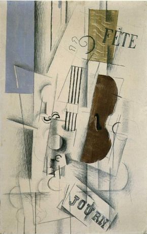 Georges Braque. Violin and Newspaper (Musical Forms). Georges Braque Cubism, Synthetic Cubism, Cubist Artists, Musical Wall Art, Francis Picabia, Istoria Artei, Cubist Art, Marcel Duchamp, Cubism Art