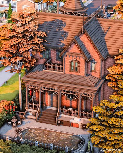 I built a Gothic Victorian House for the Cozy Fall Save File in @thesims 🍂 #EAPartner This build has one master bedroom and one double bedroom for kids. 📺 Speedbuild out! I really hope you like it! Wish you all a great weekend ahead 🤍 See you in my next post! #thesims #ts4 #thesims4 #sims4savefile #sims4builds Sims 4 Vampire Interior, Sims 4 Small Victorian House, Sims 4 Spooky House, Sims 4 Mountain House, Cozy House Layout, Sims 4 Fall House, Sims 4 Craftsman House, Sims 4 Gothic House, Town Layouts