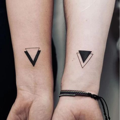 The Double Triangle Tattoo Meaning And 32 Designs To Shape Your Idea Double Triangle Tattoo, Triangle Tattoo Meaning, Father Daughter Tattoos, Coordinates Tattoo, Our Mindful Life, Brush Tattoo, Father Tattoos, Double Triangle, Coffee Tattoos