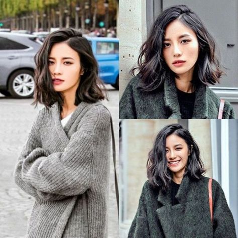 Medium Modern Haircut, Medium Hair Styles Asian, Shoulder Length Haircuts For Thick Wavy Hair, Long Bob Asian Hair, Lob Haircut Asian, Asian Hair Long Bob, Long Bob Asian, Asian Hairstyles Medium, Wavy Hair Lob