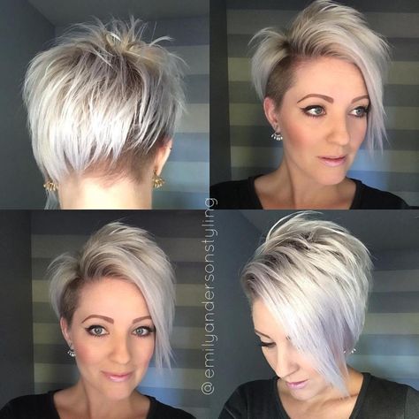 50 Best Short Haircuts and Hairstyles for Fine Hair Cheveux Courts Funky, Short Hairstyles For Fine Hair, Haircut Undercut, Haircut Design, Trendy Short Hairstyles, Fine Thin Hair, Hairstyles For Fine Hair, Asymmetrical Bob Haircuts, Fine Curly Hair