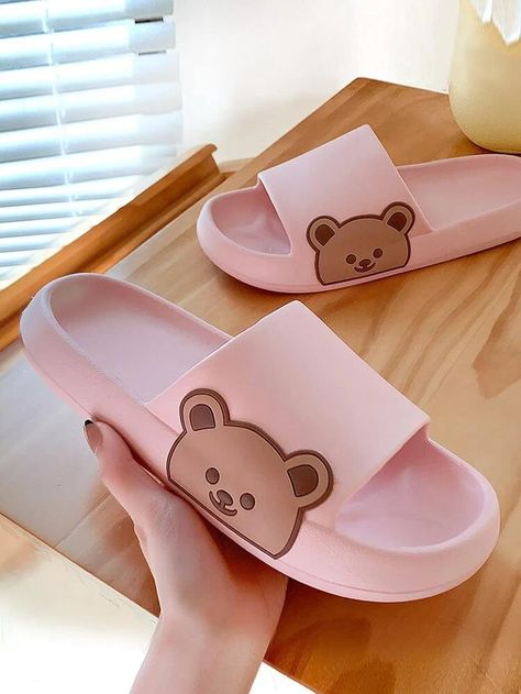 Cartoon Bear Single Band Slides | SHEIN USA Summer Slippers Sandals, Cloud Shoes, Bear Slippers, Open Toe Slippers, Comfortable Slippers, Women Slides, Fur Shoes, Soft Slippers, Summer Slippers