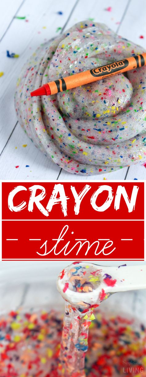 Crayon Slime - my new back to school craft! Super colorful, slimey slime made from crayon shavings. And, who doesn't have a million broken crayons lying around? #backtoschool #slime #crayonslime #crayoncrafts | simplisticallyliving.com Science Crafts For Kids, School Age Crafts, Summer Crafts For Toddlers, Toddler Crayons, School Age Activities, Crayon Crafts, St Patrick Day Activities, Broken Crayons, Science Crafts