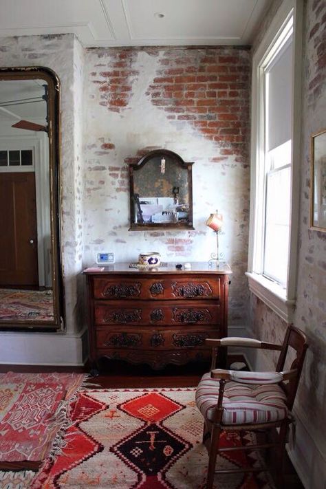 Rugs!!! A Brick Wall, Exposed Brick Walls, Exposed Brick, On The Floor, A Chair, My New Room, Brick Wall, Home Fashion, The Floor