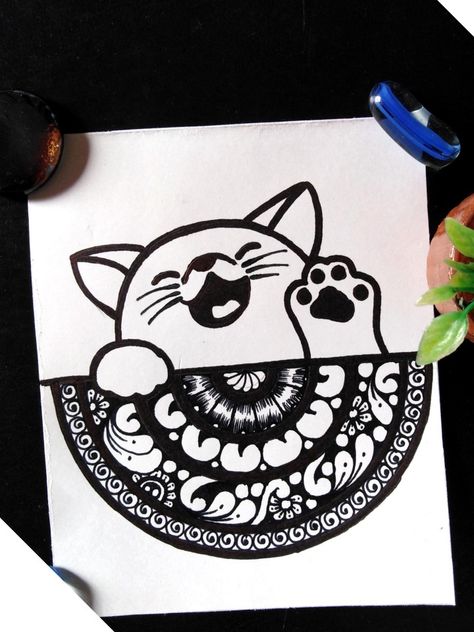 Cat Mandala Art Cat Mandala Art, Mandala How To Draw, Easy Mandala Art For Beginners, Easy Cat Drawing, Easy Mandala Art, Mandala Art For Beginners, Drawing Mandalas, Draw Mandala, Simple Cat Drawing