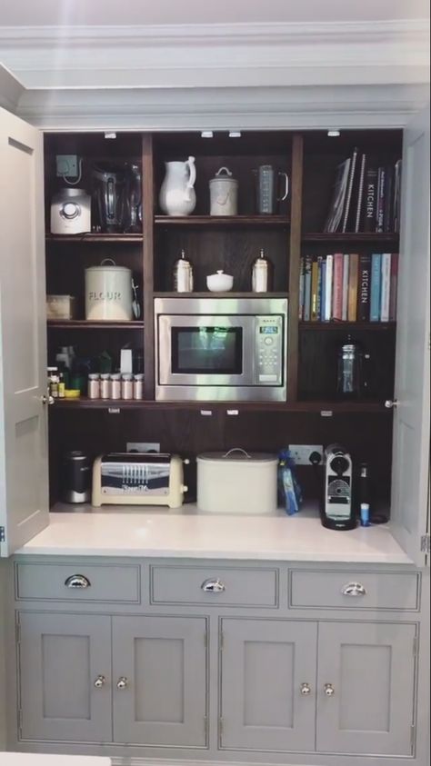 Butler cupboard Butler Cupboard, Butlers Cupboard, Breakfast Cupboard, 10x10 Kitchen, Victorian House Interiors, Breakfast Bar Kitchen, Tiny House Kitchen, Open Plan Kitchen Living Room, Kitchen Pantry Design