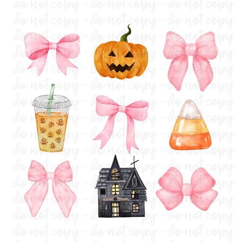 Coquette Halloween Wallpaper, Halloween Wallpers, Coquette Watercolor, Alter Design, Preppy Background, Candy Corn Pumpkin, Preppy Halloween, Bows Coquette, Preppy Wallpapers