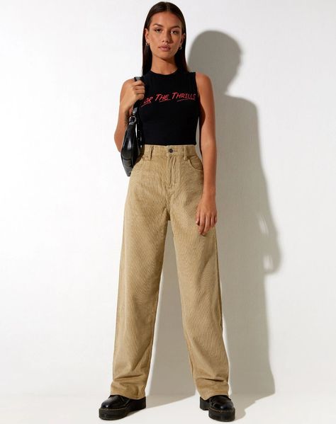 f442d33fa06832082290ad8544a8da27desc52765065ri Light Brown Jeans Outfit, Tan Trousers Outfit, Brown Jeans Outfit, Light Brown Jeans, Olivia Neill, Parallel Jeans, Corduroy Pants Outfit, Jean Trousers, Tan Trousers