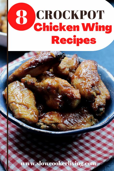 These 8 recipes for chicken wings are made in the Crockpot so they’re super easy to make and just as delicious! These wings are great to make for parties and picnics to share with family and friends or use them as the solution to a busy weeknight dinner. Since they’re made in the slow cooker, you don’t have to spend as much time in the kitchen and cleanup is a breeze. Wing Crockpot Recipes, Recipes For Chicken Wings, Wings Recipe Crockpot, Chicken Wings Crockpot, Slow Cooker Chicken Wings, Recipes For Chicken, Parmesan Chicken Wings, Garlic Parmesan Chicken Wings, Bbq Chicken Wings