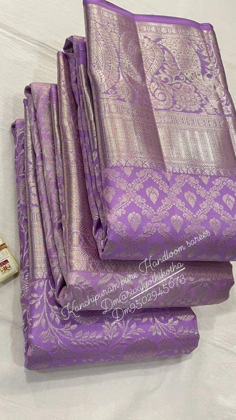 Organsa Dress, Lavender Pattu Saree, Lavender Sarees, Pelli Sarees, Saree Types, Purple Sarees, Lavender Saree, Saree Shoot, Bride Saree