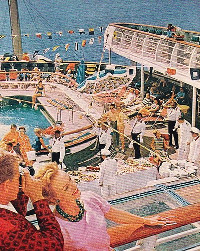 1962 Cruise Ad by hmdavid, via Flickr Enchantment Of The Seas, Cruise Pictures, Ship Poster, Nostalgic Images, Boat Fashion, Love Boat, Boat Party, On A Boat, Shore Excursions