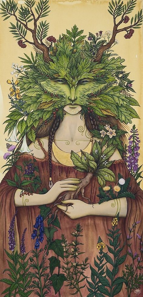 «Madre Mandragora» de NadiaTurner | Redbubble Forest Woman Art, Nadia Turner Art, Garden Witch Art, Mother Nature Art Drawing, Nature Witch Art, Nadia Turner, Witch Painting, Nature Witch, Pagan Art