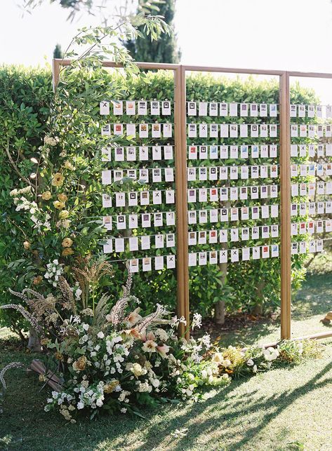 Wedding Seating Chart Outdoor, Wedding Seating Assignments, Coastal Wedding Seating Chart Ideas, Large Photo Display Ideas For Party, Senior Bored, Glasshouse Wedding, Wedding Seating Chart Display, Table Seating Chart, Martha Weddings