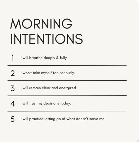 Morning Manifestation Quotes, Positive Good Morning Affirmations, What Are Intentions, Words Of Intention, Morning Intentions Journal, Daily Intentions Affirmations, Good Morning Affirmations Quotes, Wellness Morning Routine, Morning Inspo Aesthetic