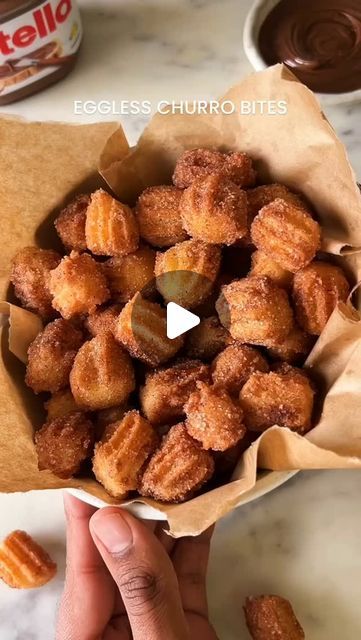 Eggless Churros Recipe, Eggless Churros, Churro Bites, Christmas Sugar Cookie Recipe, Gooey Bars, Churros Recipe, Eggless Desserts, Eggless Recipes, Sweet Dishes Recipes