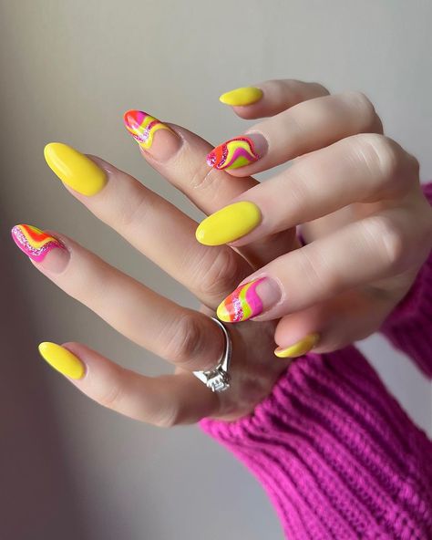 Fluro Nails, Lime Punch, Glam Nails, Neon Nails, Hollywood Star, Beauty Stuff, Papaya, Swirl, Hollywood