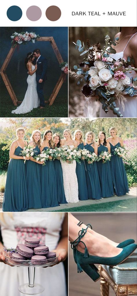 Teal And Mauve Wedding, Dark Teal Wedding Colors, Teal Wedding Colors Schemes, Dark Teal Wedding, Teal Wedding Theme, Dark Teal Weddings, Mauve Wedding Colors, Teal Blue Weddings, Teal Wedding Colors