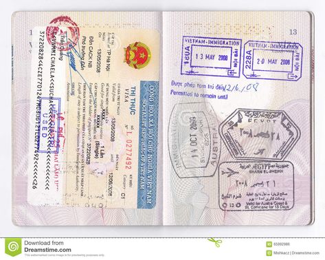 Passport Visa Stamps - Asia, Australia, Africa. Photo about africa, asia, adventures, open, visa, country, adventure, traveling, opened, australia, continents, egypt - 65992986 Open Passport, Airline Booking, Australia Visa, Book Cheap Flights, Flight Ticket, My Summer, I Left, Travel Agency, Hanoi