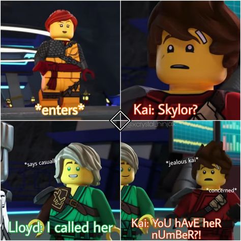 Ninjago Ships Lloyd X Kai, Ninjago Kai And Skylor, Lego Ninjago Ships, Kai And Skylor, Lego Ninjago Crystalized, Lego Ninjago Skylor, Funny Ninjago, Lego Ninja Go, Ninjago Kailor