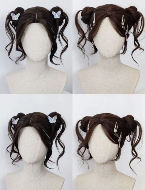 Hair Up Styles For Short Hair, Up Styles For Short Hair, Short Hair Bow, Cute Up Hairstyles, Hair Bow Hairstyle, Coquette School, Harajuku Hair, Short Hair Up, Naturally Curly Hair