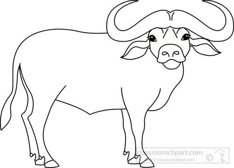 Animals Outline, Buffalo Cartoon, Black And White Animals, Outline Pictures, Black And White Outline, Cape Buffalo, Buffalo Animal, Wood Burning Patterns Stencil, Impressive Art