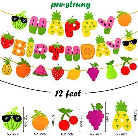 Planning 1st Birthday Party, Dancing Fruit, Fruit Party Decorations, Party Fruit, Fruit Birthday Party, Baby First Birthday Themes, Happy Fruit, Play Market, Fruit Birthday