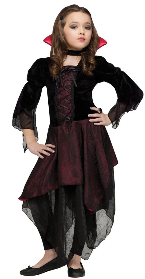 Girl Vampire Costume, Vampire Hairstyles, Vampire Costume Kids, Girls Vampire Costume, Kids Witch Costume, Vampire Hair, Girl Vampire, Dracula Costume, Vampire Halloween Costume