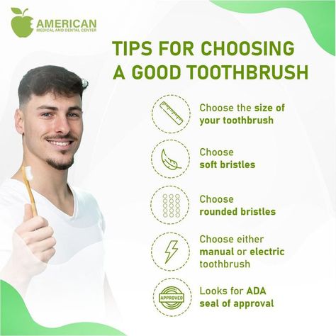 Always wondering which brush is good for your teeth?🤔 There are many on the market, but making the right is key. ✔ So here are some tips that will help you find the right option. 😁 Was this post helpful for you? Support us with a ♥️ Schedule your dental appointment at our clinic today:📱 0529850963 📞 043748428 #habits #teeth #tips #healthcare #dental #help #oralhealth #denistry #amdc #dubai Dental Tips Social Media, Dental Post Ideas, Dental Post, Teeth Tips, Dental Appointment, Dental Posts, Dental Fillings, Dental Fun, Dental Center