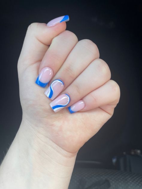 Nails For 10-11 Yrs Old, Blue Nail Summer, Nails For 12 Yrs Old, Really Short Nails, Future Nails, 11 Birthday, Nail Summer, Teen Nails, Wave Nails