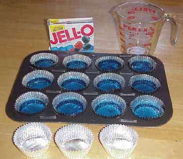 Mermaid Mary.com: Recipe: Mini Blue Jello Oceans Blue Jello With Fish, Creation Themed Snacks, Beach Party Snacks For Kids, Vbs Ocean Theme Snacks, Water Themed Snacks, Ocean Snacks For Preschool, Scuba Vbs Snacks, Ocean Theme Food, Ocean Theme Snacks