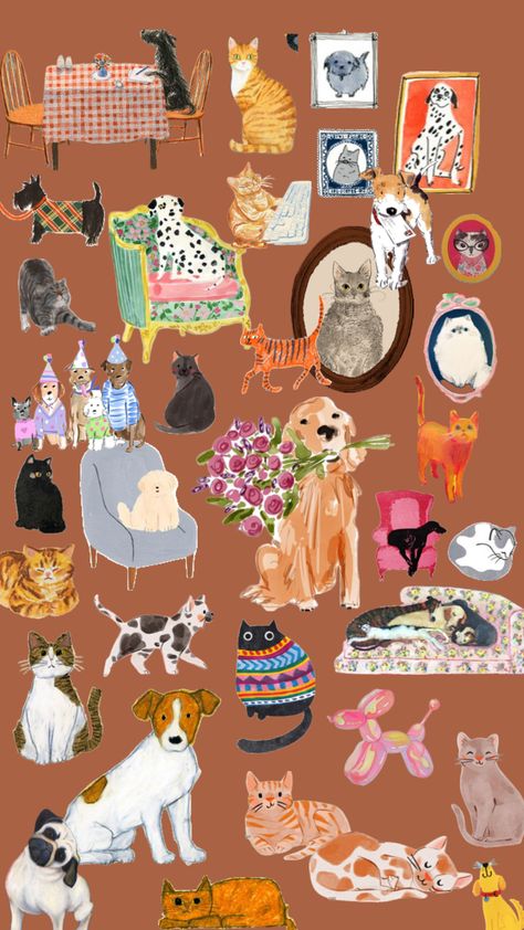 #dog #cat #art #painting #dogs #cats #pet #antique #picture Painting Dogs, Cat Art Painting, Cats Pet, Pinturas Disney, Journal Covers, Dogs Cats, Cat Mom, Cat Art, Poster Wall