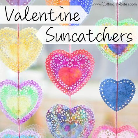 Valentine Suncatchers- Beautiful watercolor heart process art painting project for preschool, kindergarten, or elementary kids. Brighten up a dreary winter day with this pretty, colorful craft! Project For Preschool, Preschool Valentine Crafts, Valentine Art Projects, February Crafts, Easy Valentine Crafts, Valentine's Day Crafts For Kids, Preschool Valentines, Valentine Crafts For Kids, Valentines Day Food