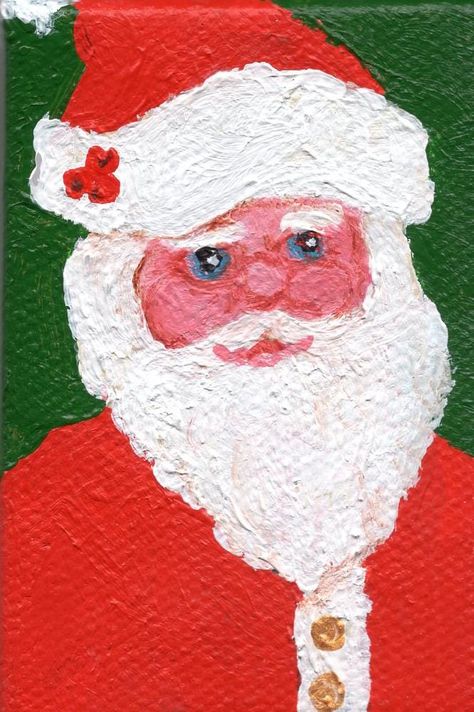 Canvas Art Mini, Acrylic Canvas Art, Painting Santa, Mini Easel, Christmas Holiday Decor, Art Easel, Toy Bags, Acrylic Canvas, Mini Canvas Art