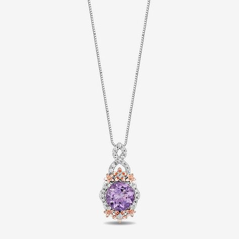 Enchanted Disney Fine Jewelry Womens 1/5 CT. T.W. Genuine Purple Amethyst 14K Two Tone Gold Over Silver Rapunzel Pendant Necklace - JCPenney Silver Amethyst Necklace, Enchanted Disney, Enchanted Disney Fine Jewelry, Disney Fine Jewelry, Paris Trip, Purple Jewelry, Amethyst Necklace, Purple Amethyst, Rapunzel