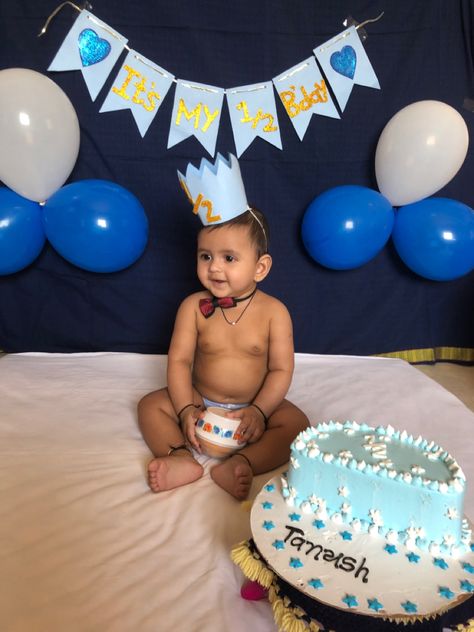 Half Birthday Ideas For Boys, Half Birthday Ideas, Half Birthday Baby Boy, Birthday Ideas For Boys, Half Birthday Baby, Monthly Baby Pictures, Baby Boy Photography, Half Birthday, Baby Themes