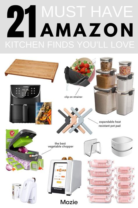 these are 21 must have amazon kitchen finds that tikttok influenced us to love! Must Have Kitchen Items, Amazon Kitchen Finds, Kitchen Essentials List, Amazon Kitchen Must Haves, Smart Oven, Must Have Kitchen Gadgets, Kitchen Finds, Amazon Kitchen Gadgets, Kitchen Must Haves