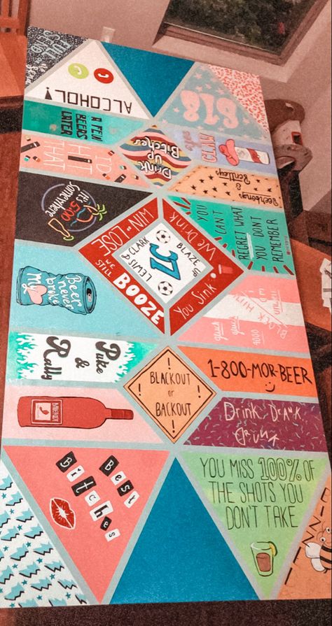 Easy Beer Pong Table Painted, Id Tap That Beer Pong Table, Customized Beer Pong Table, Easy Pong Table Ideas, Cup Pong Table Ideas, College Pong Table Ideas, Show Me Your Titos Beer Pong Table, Paint Pong Table, Beer Pong Table Painted Ideas College