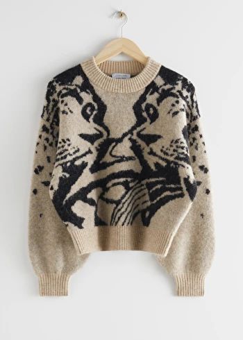 Jacquard Knit Sweater - Tiger Print - Sweaters - & Other Stories Trouser Outfits, Pullover Outfit, Jacquard Knit, Tiger Print, Fashion Story, Cool Sweaters, Printed Sweater, Dream Clothes, The Chic