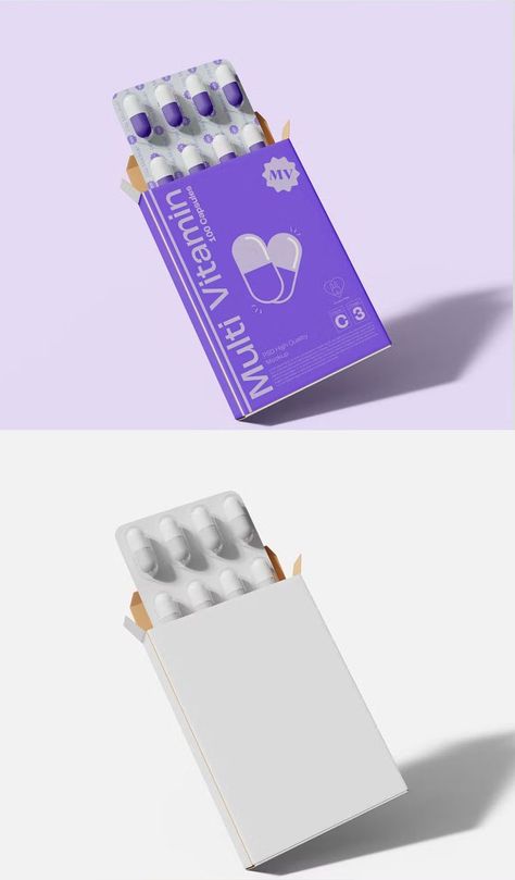 Blister Packaging Design, Pill Packaging Design, Medicine Box Packaging, Capsule Medicine, Medicine Box Design, Pill Design, Pill Packaging, Magic Chocolate, Computer Mockup